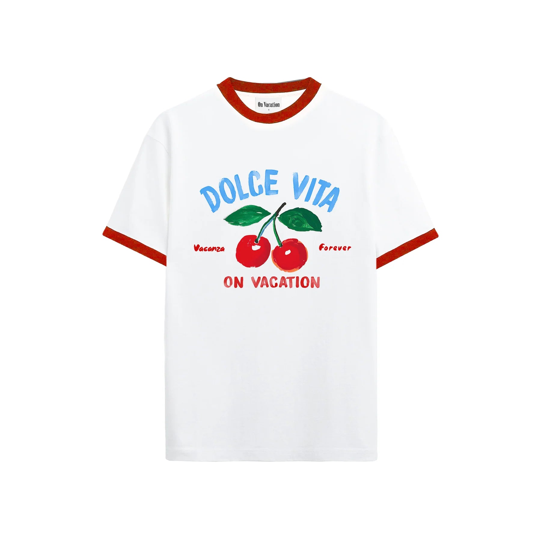 Cherry Short Cut Tee - White